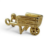 Sterling Silver or Gold Vermeil Wheelbarrow Charm for Bracelet 3D Gardener Gift