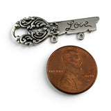 Sterling Silver Love Key Charm Holder Hanger Pin BCS Vintage New Condition