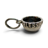 Sterling Silver Bless This Food Mixing Bowl Charm for Bracelet Vintage Food Gift
