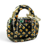 Sterling Silver Enamel Fabric Purse Charm for Bracelet Handbag Bag Gift Vintage