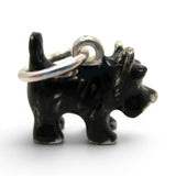 Sterling Silver Enamel Black Scottie Dog Charm for Bracelet Toto Oz Vintage New
