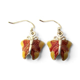 Sterling Silver Enamel Butterfly Earrings Drop Dangle Blue Green Pink Magenta