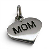 Sterling Silver Mom Heart Charm for Bracelet Mother's Day Gift Jewelry New