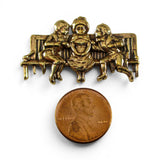Boys and Girl on a Park Bench Brass Pin
