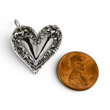 Sterling Silver Morning Glory Vine Heart Pendant for Necklace Floral Jewelry