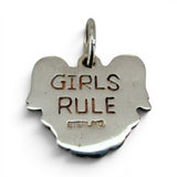 Sterling Silver Girls Rule Charm for Bracelet Pigtails Girl Gift Vintage New