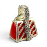 Sterling Silver Red Enamel Handbag Charm for Bracelet Purse Fashion Girl Gift