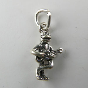 TINY Sterling Silver Frog Playing Guitar