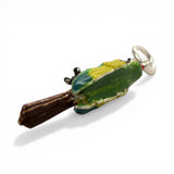 Sterling Silver Enamel Parrot Charm for Bracelet Tropical Bird Jewelry Vintage