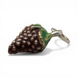 Sterling Silver Enamel Purple Grapes Charm for Bracelet Fruit Jewelry Grape Leaf
