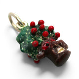 Sterling Silver & Enamel Talking Apple Tree Charm for Bracelet Vintage Oz 3D