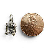 Tiny Bear on Swing Sterling Silver Charm Miniature Small Finding Jewelry Making