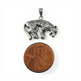 Sterling Silver Leopard Pendant for Necklace Cheetah Panther Large Cat Vintage