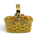 Gold Vermeil Sterling Silver Bee Meadow Basket Charm for Bracelet Brown County
