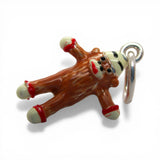 Sterling Silver Enamel Sock Monkey Charm for Bracelet Vintage Nostalgia Gift
