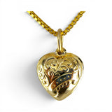 Puffy Heart Charm for Bracelet Sterling Silver Vintage 3D Double Sided Pendant 1