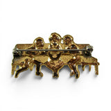 Boys and Girl on a Park Bench Brass Pin