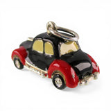 Sterling Silver & Red Black Enamel Old American Car Charm for Bracelet Vintage