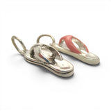 Sterling Silver or Pink Enamel Flip Flop Charm for Bracelet Summer Beach Jewelry