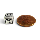Sterling Silver Baby Block Charm Bead for Bracelet New Mom Gift Wife Gift