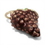 Sterling Silver Enamel Purple Grapes Charm for Bracelet Fruit Jewelry Grape Leaf