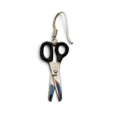 Sterling Silver Black Enamel Scissor Earrings Dangle Drop Sewing Gift Vintage