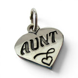 Sterling Silver Aunt Heart Charm for Bracelet Niece Nephew Gift Vintage New