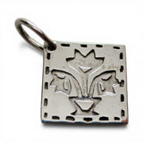 Sterling Silver Basket of Tulips Quilt Pattern Charm for Bracelet Small Pendant
