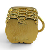 Berry Basket Charm for Bracelet Small Pendant Sterling Silver or Gold Vermeil
