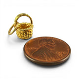 Sterling Silver on Gold Vermeil Mini Round Country Basket Charm for Bracelet BCB