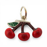 Sterling Silver Enamel Cherries Charm for Bracelet Cherry Red Fruit Jewelry 925
