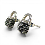 Sterling Silver Acorn Woven Basket Post Earrings Brown County Vintage New BCB