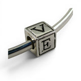Sterling Silver Love Block Charm Bead for Bracelet European Style Vintage New