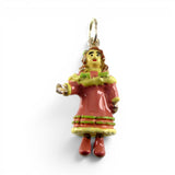 Sterling Silver & Enamel Victorian PInk Girl Pendant for Necklace Vintage BCS