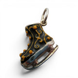 Sterling Silver Enamel Victorian Ice Skate Charm for Bracelet Vintage New Gift