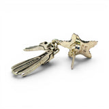 Sterling Silver Starfish Swim Fin Earrings Dangle Drop Beach Diver Diving Gift