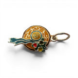 Sterling Silver Enamel Straw Hat Flowers Charm for Bracelet Garden Summer Gift
