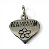 Sterling SIlver Mammaw Heart Charm for Bracelet Flower Grandma Gift New