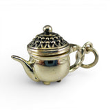 Sterling Siliver Footed Teapot Charm for Bracelet Movable Lid Highly Detailed