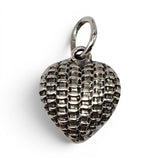 Sterling Silver Gold Vermeil Woven Basket Puffy Heart Charm for Bracelet 64