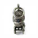 Sterling Silver Baby Carriage Charm for Bracelet New Mom Gift Pram Stroller 925