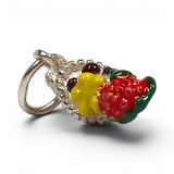 Sterling Silver Enamel Cornucopia Charm for Bracelet Thanksgiving Gift Vintage