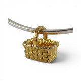Gold Vermeil on Sterling Silver Mini Gathering Basket Charm for Bracelet BCB