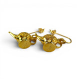 Gold Vermeil on Sterling Silver Aladdin Teapot Earrings Dangle Drop Tea Gift