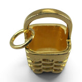 Berry Basket Charm for Bracelet Small Pendant Sterling Silver or Gold Vermeil