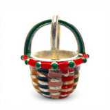 Sterling Silver Enamel Mother's Day Basket Charm for Bracelet Mom Colorful BCB