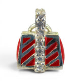 Sterling Silver Red Enamel Handbag Charm for Bracelet Purse Fashion Girl Gift