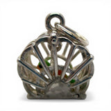 Sterling Silver Parrot in a Cage Charm for Bracelet Birdcage Pretty Bird Gift