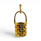 Gold Vermeil Persimmon Basket Charm Sterling Silver Woven Texture BCB