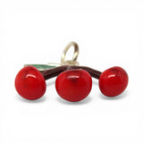 Sterling Silver Enamel Cherries Charm for Bracelet Cherry Red Fruit Jewelry 925